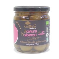 ORGANIC HOJIBLANCA OLIVES WITH GARLIC AND OREGANO Featured Image