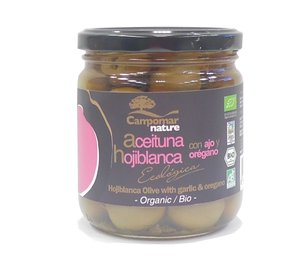 ORGANIC HOJIBLANCA OLIVES WITH GARLIC AND OREGANO Featured Image