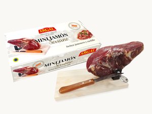 Mini Serrano ham 1kg + knife + ham holder Featured Image